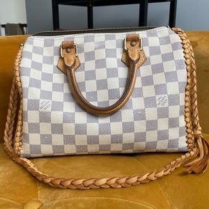 💯 authentic Upcycled Speedy 25 Damier Azur
